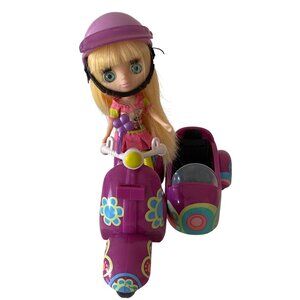 Hasbro Littlest Pet Shop LPS Blythe Doll Purple Floral Moped Scooter Side Car